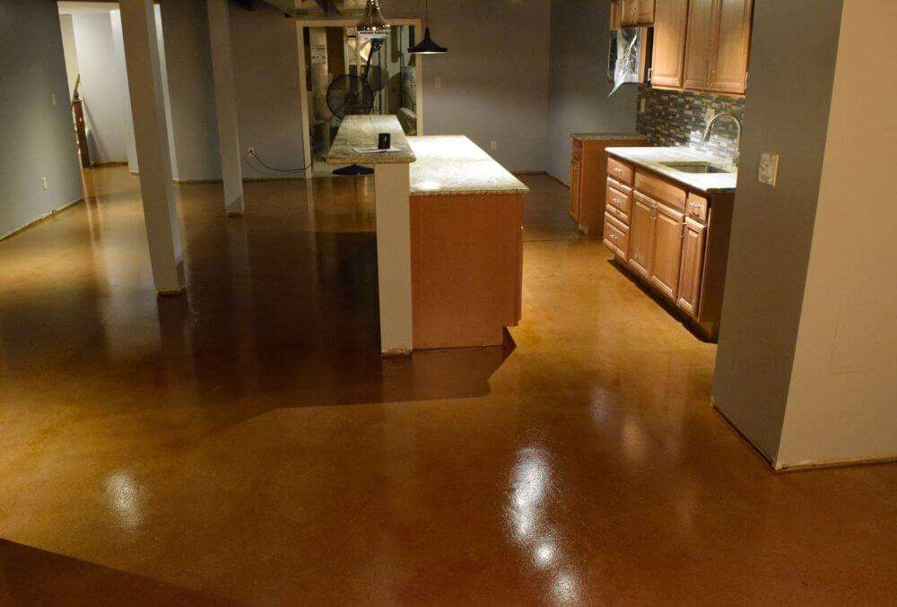 brown colored floor in the kitchen