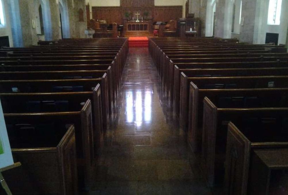 Church flooring in colored concrete