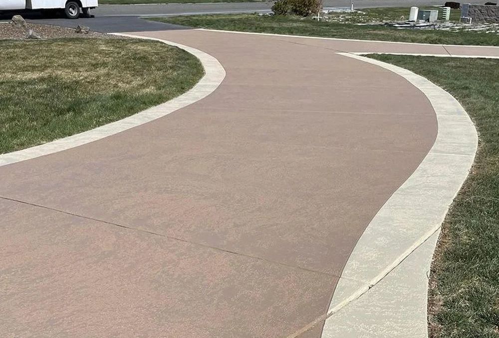 Colored concrete walkway